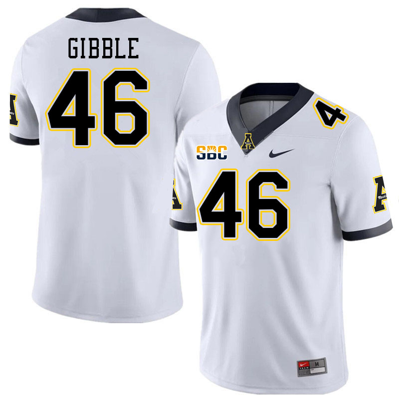 Men #46 Jared Gibble Appalachian State Mountaineers College Football Jerseys Stitched-White